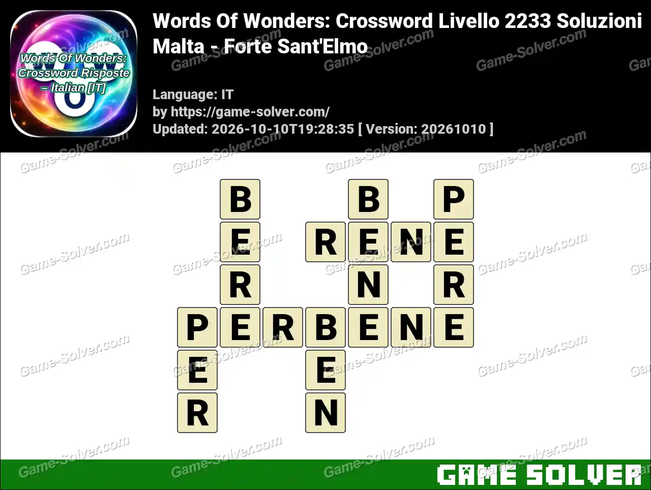Words Of Wonders: Crossword Livello 2233 Soluzioni – Malta – Forte Sant’Elmo